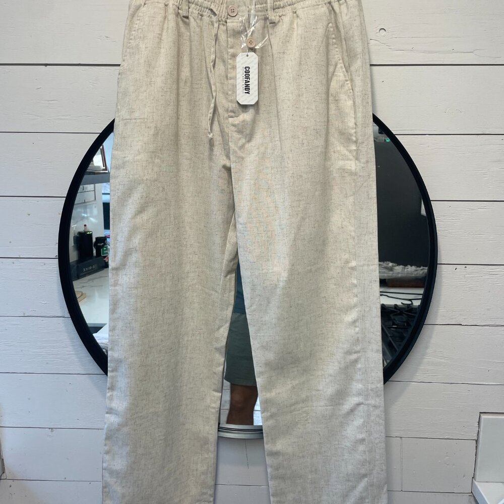 COOFANDY Men's Linen Pants  Casual Beach Summer Pants – NWT / Never Worn I Large - Picture 3 of 4